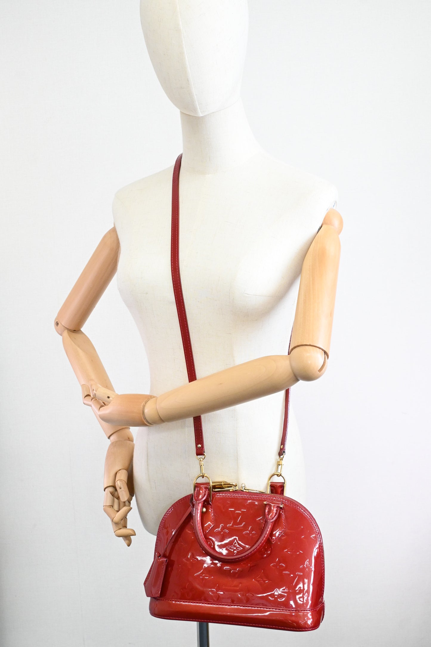 Louis Vuitton Alma BB in Red Vernis Leather
