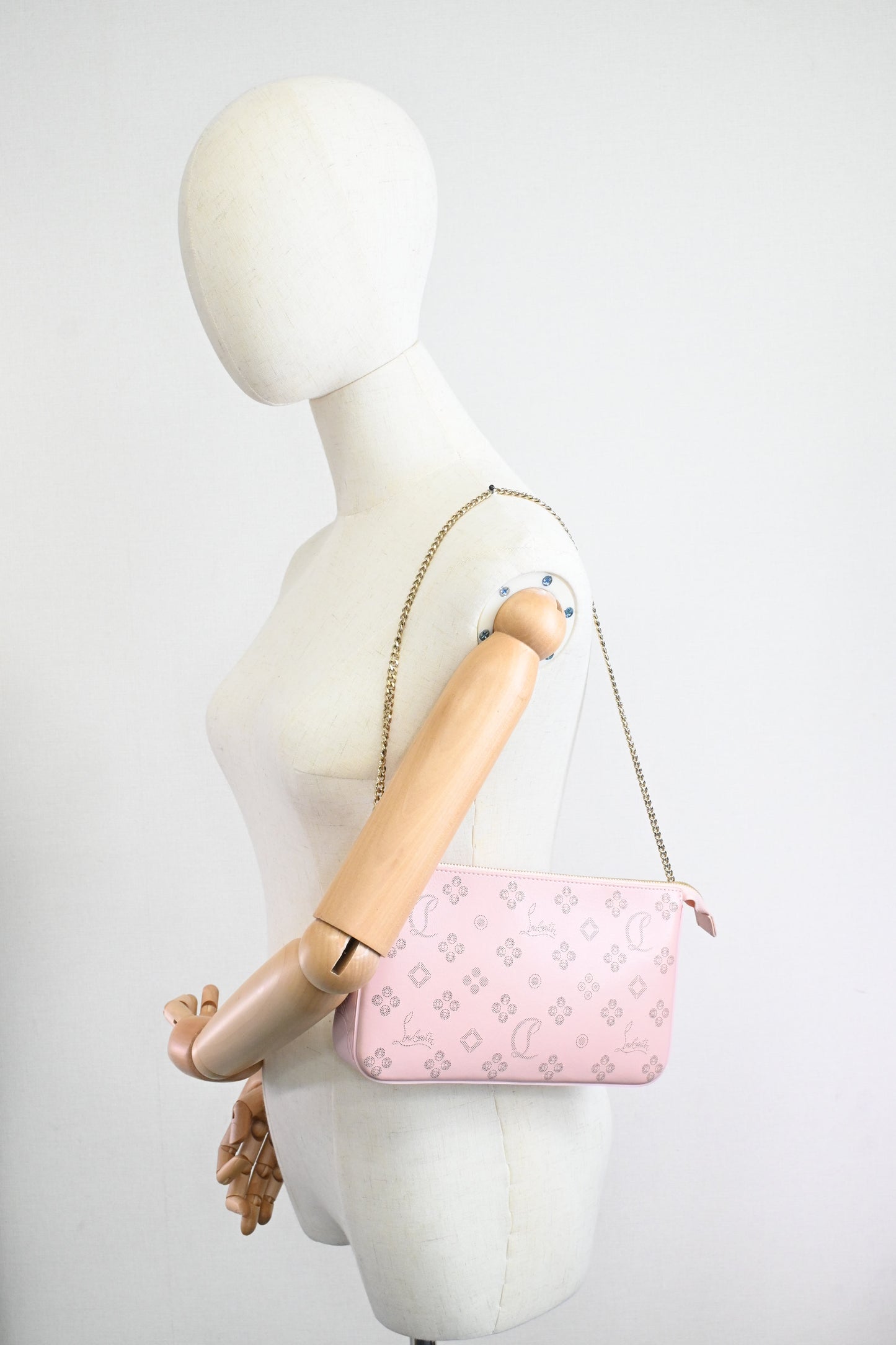 Louboutin Loubila Chain Bag in Pink Loubinthesky Leather