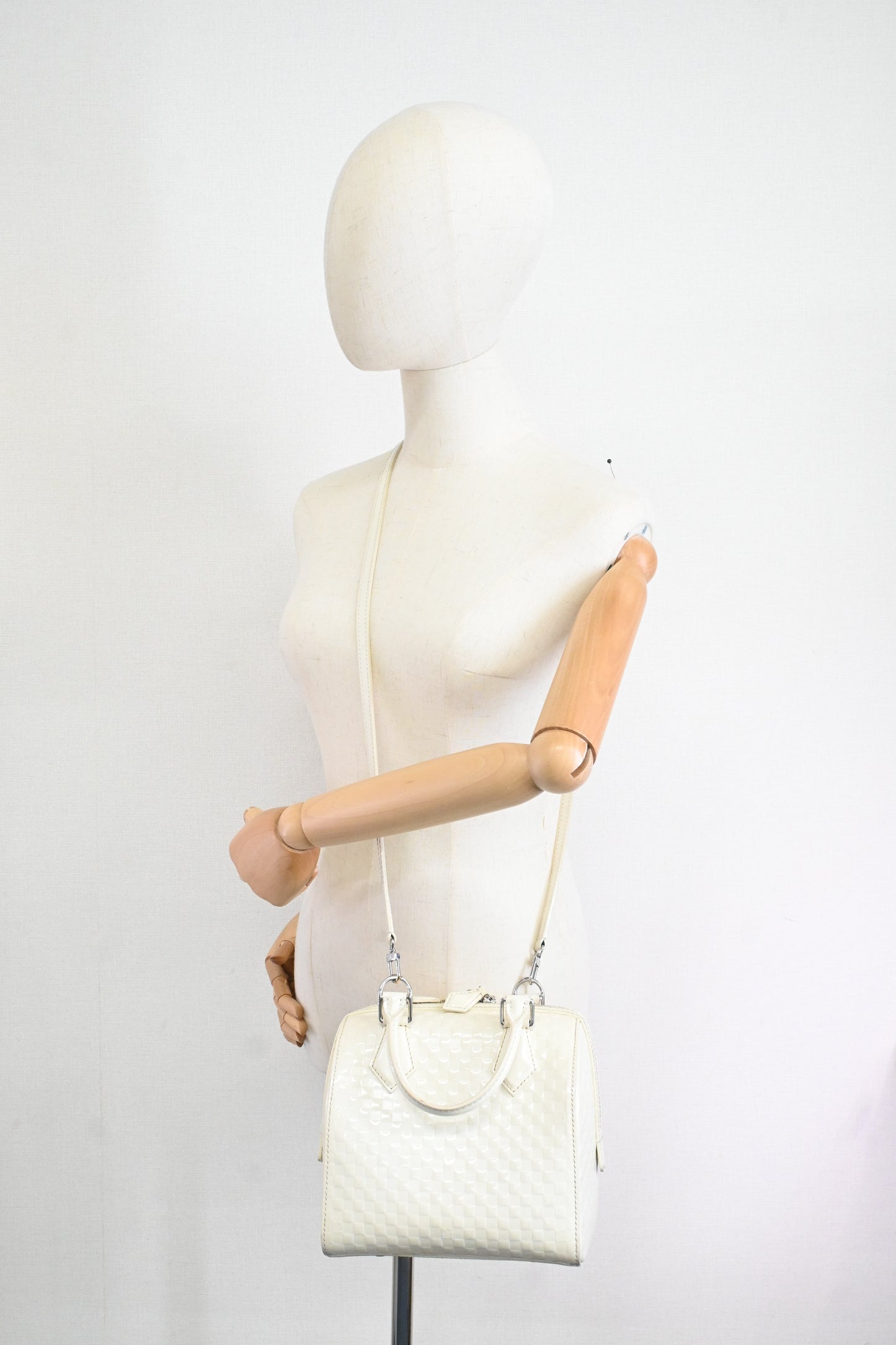 Louis Vuitton Speedy Cube in White Damier Facette Leather