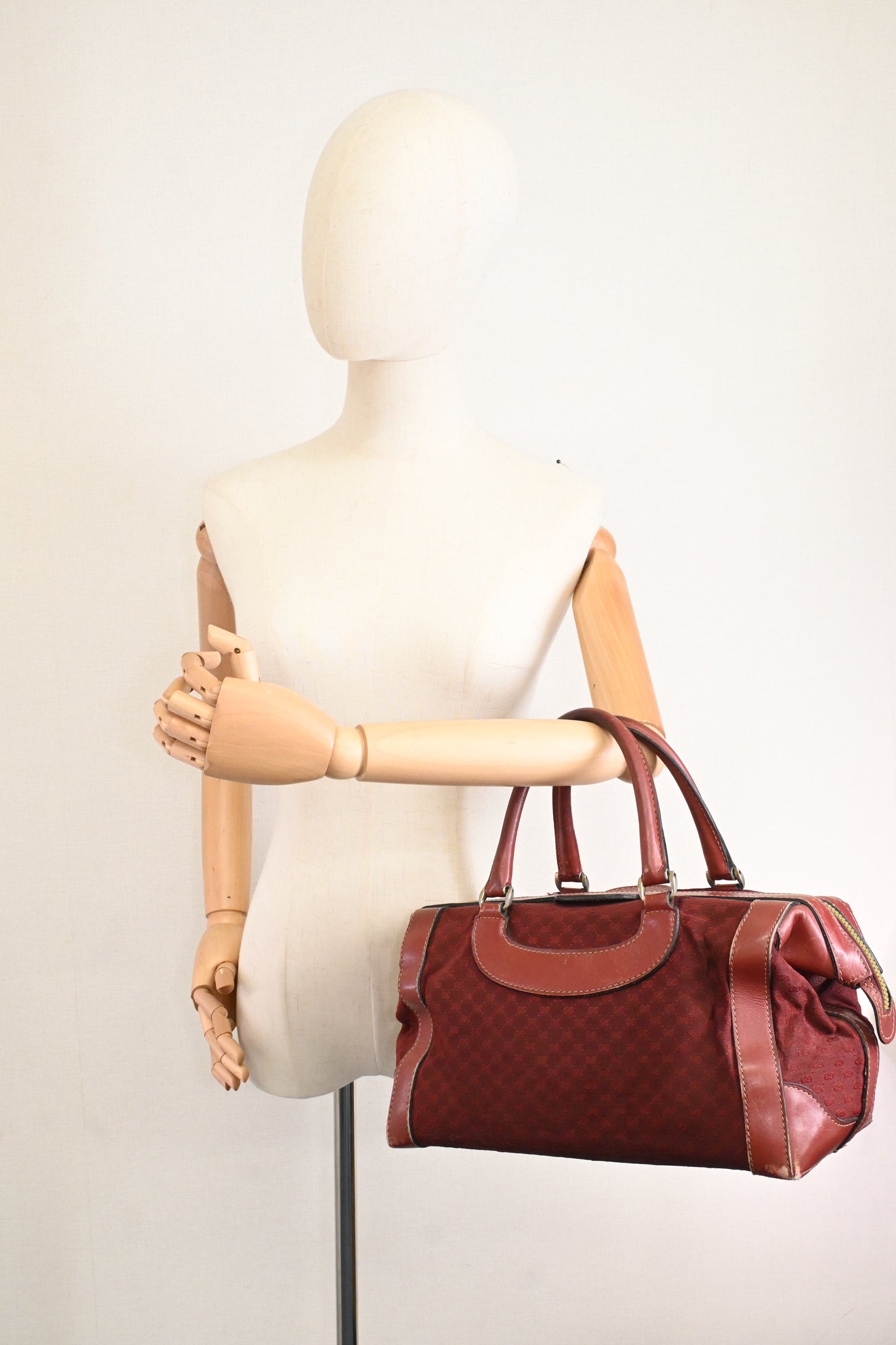 Gucci Boston Bag in Red Micro GG Canvas