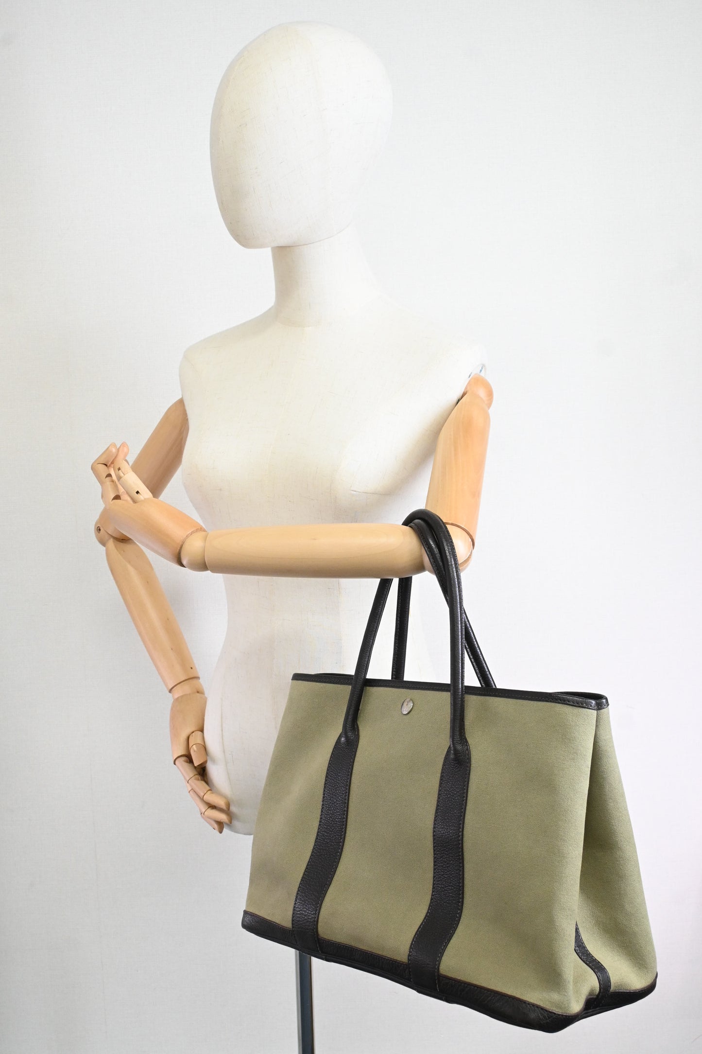 Hermes Garden Party 36 in Green Canvas