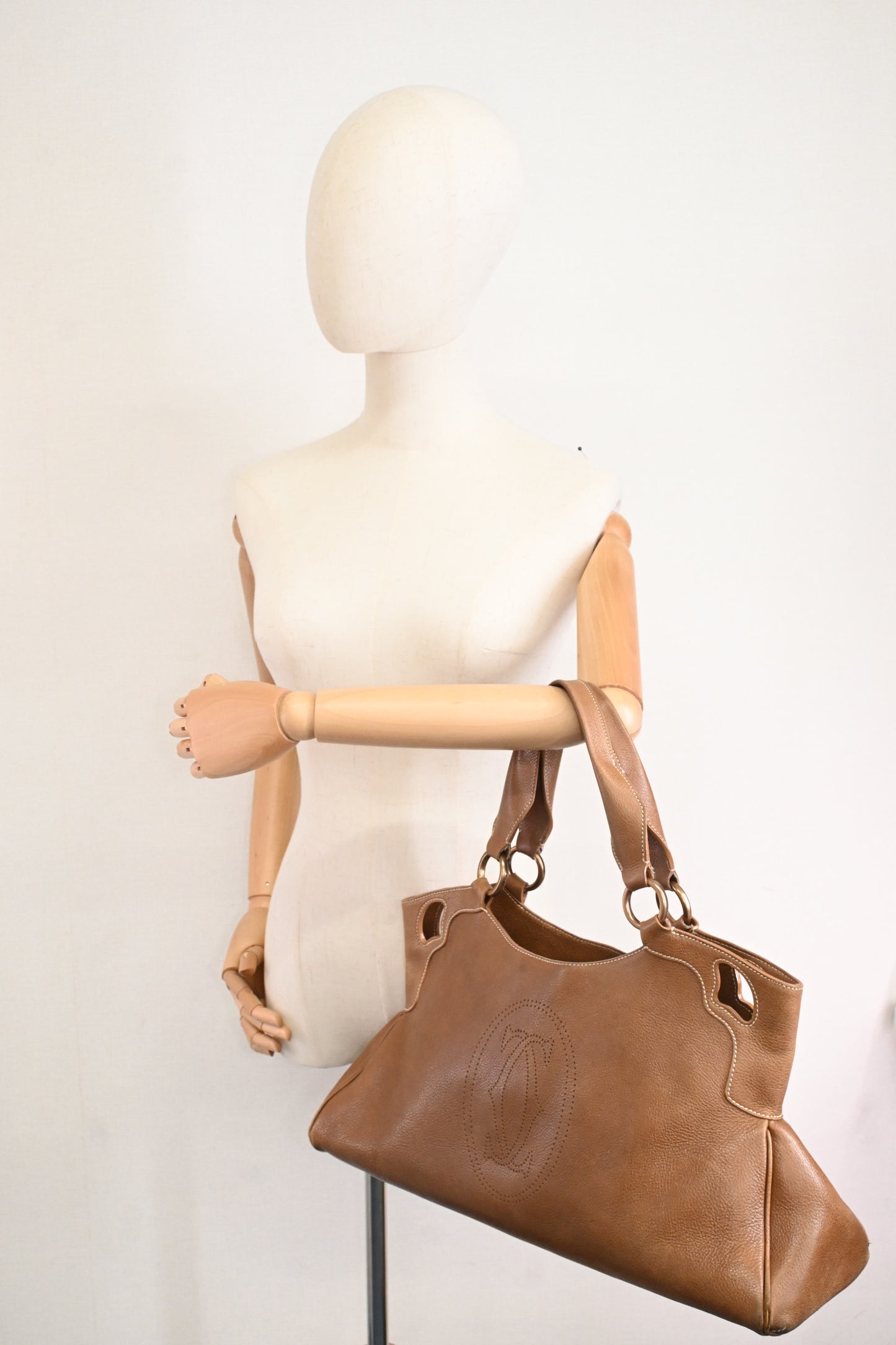 Cartier Marcello Shoulder Bag in Brown Leather