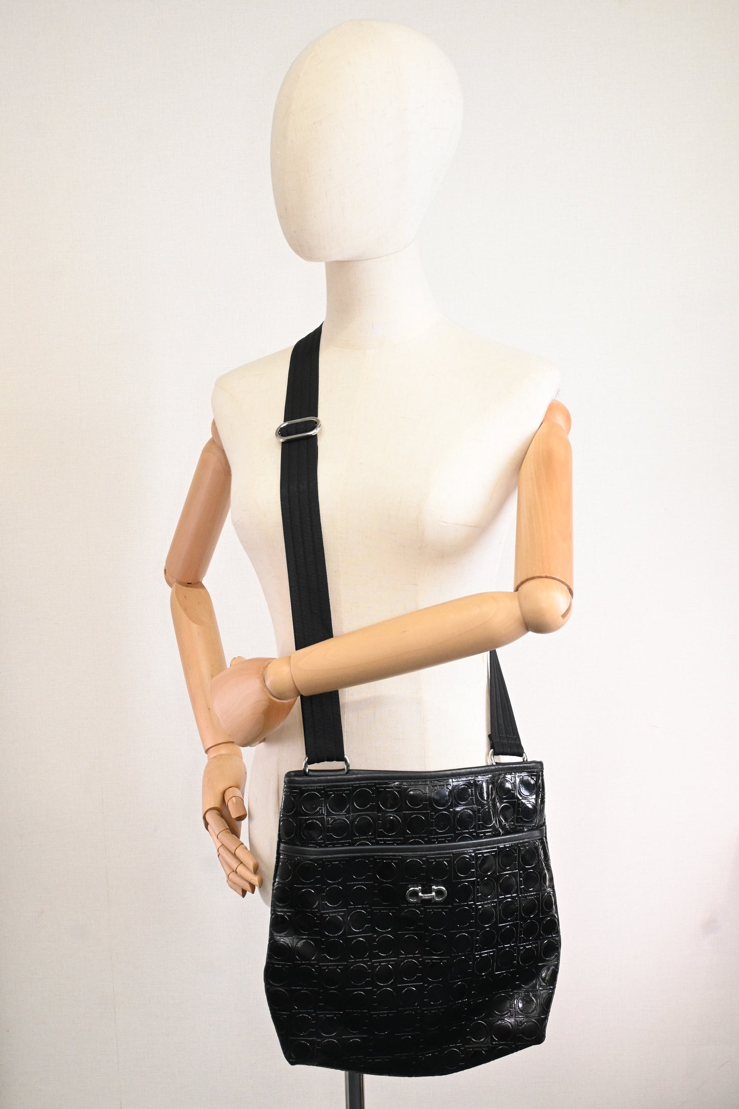 Ferragamo Crossbody in Black Patent Leather