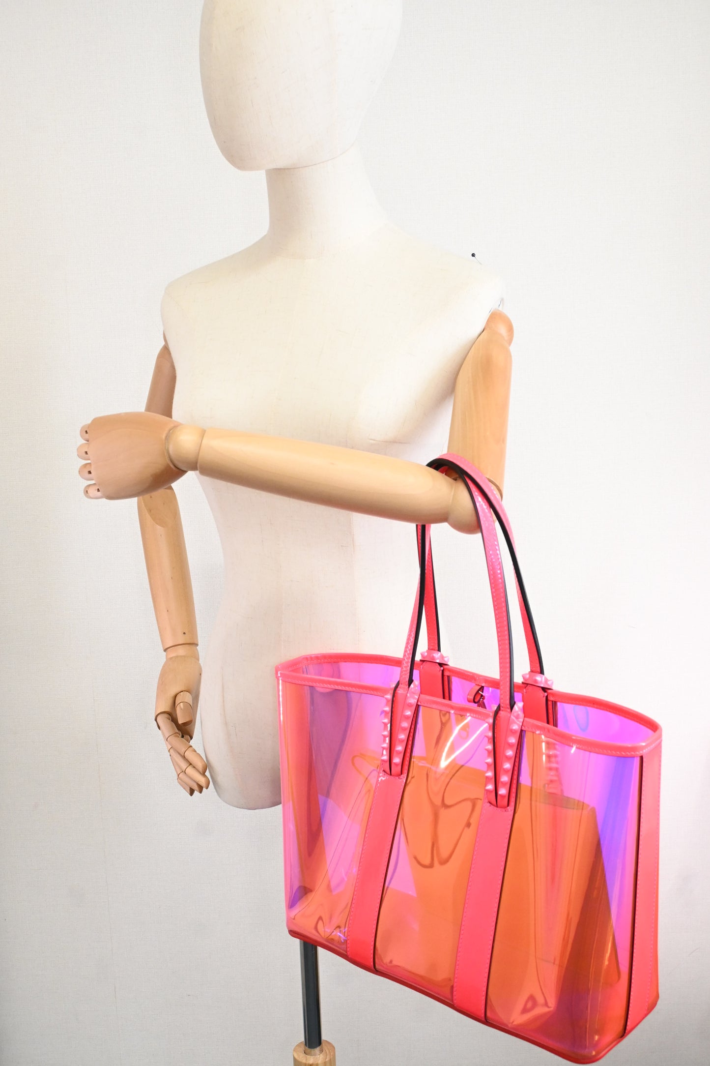 Louboutin Small Cabata in Pink Flourescent Vinyl