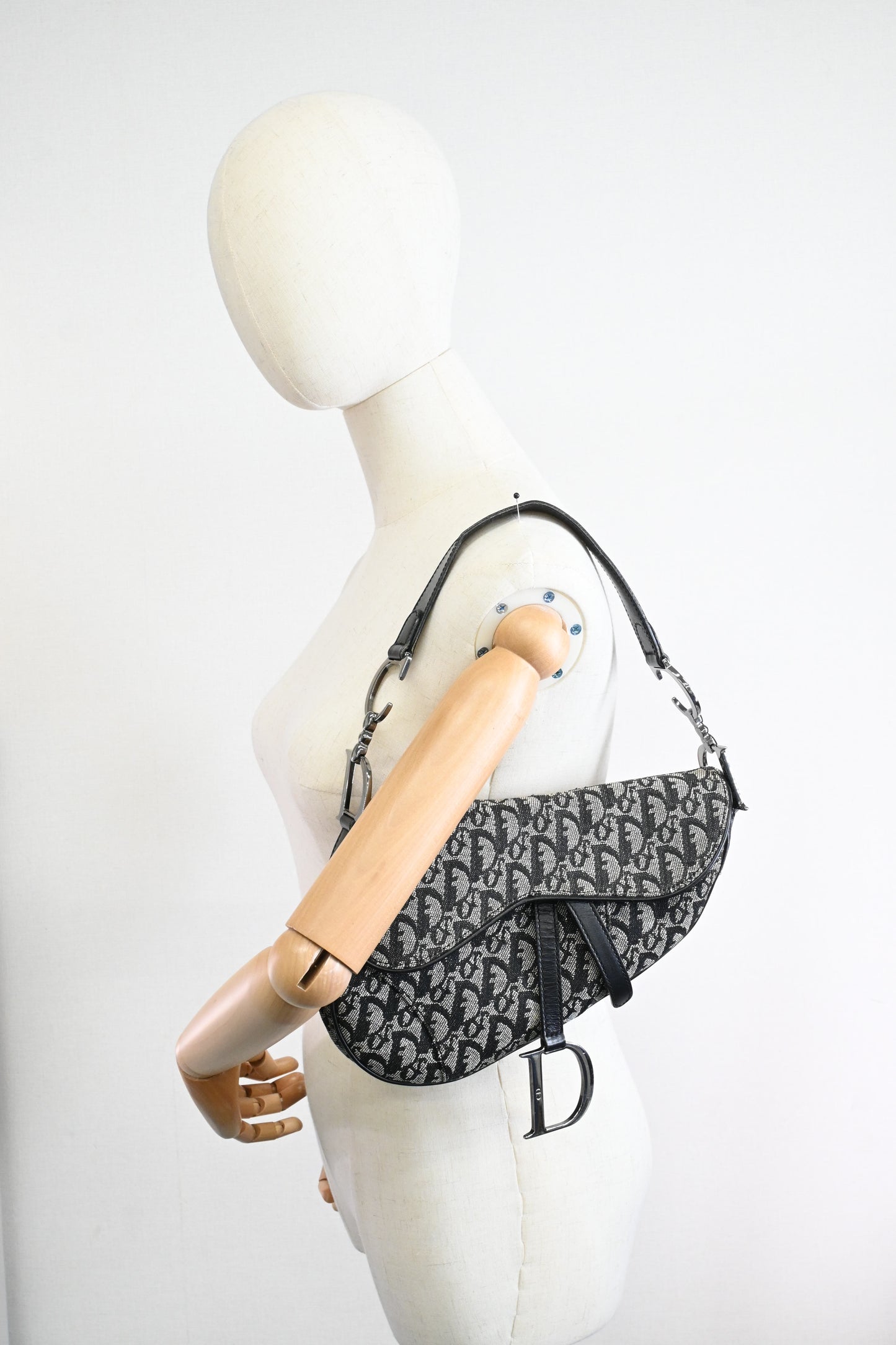 Dior Saddle Bag in Black & White Oblique Canvas