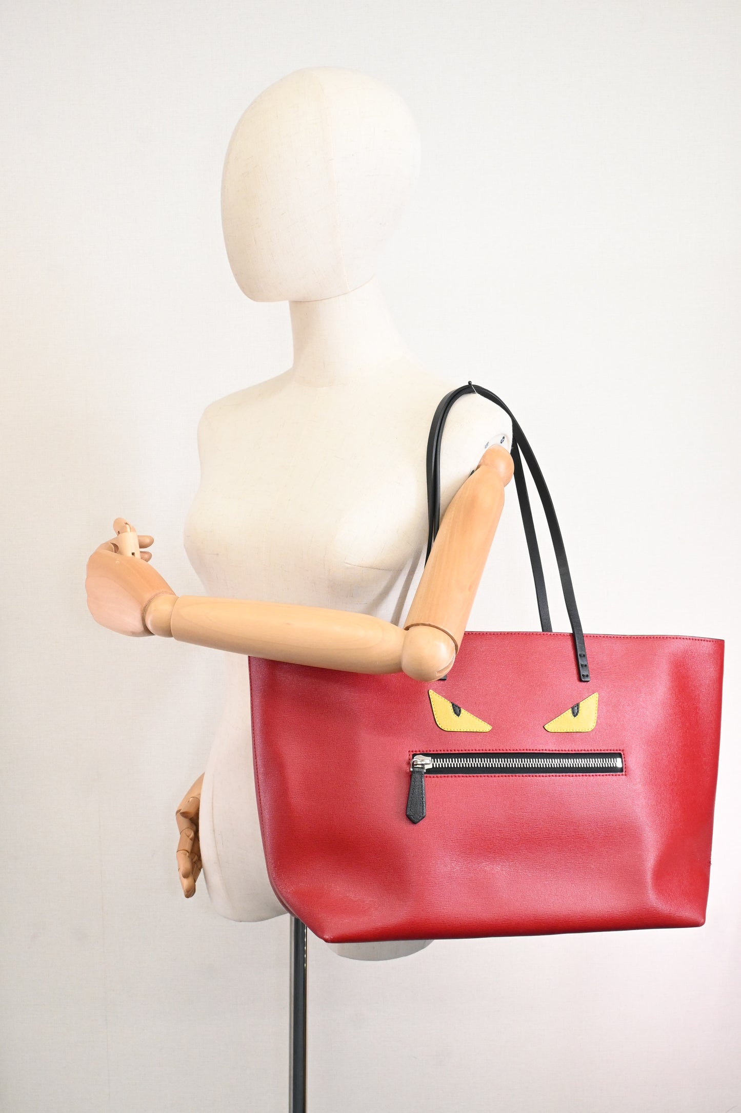 Fendi Monster Tote Bag in Red Leather