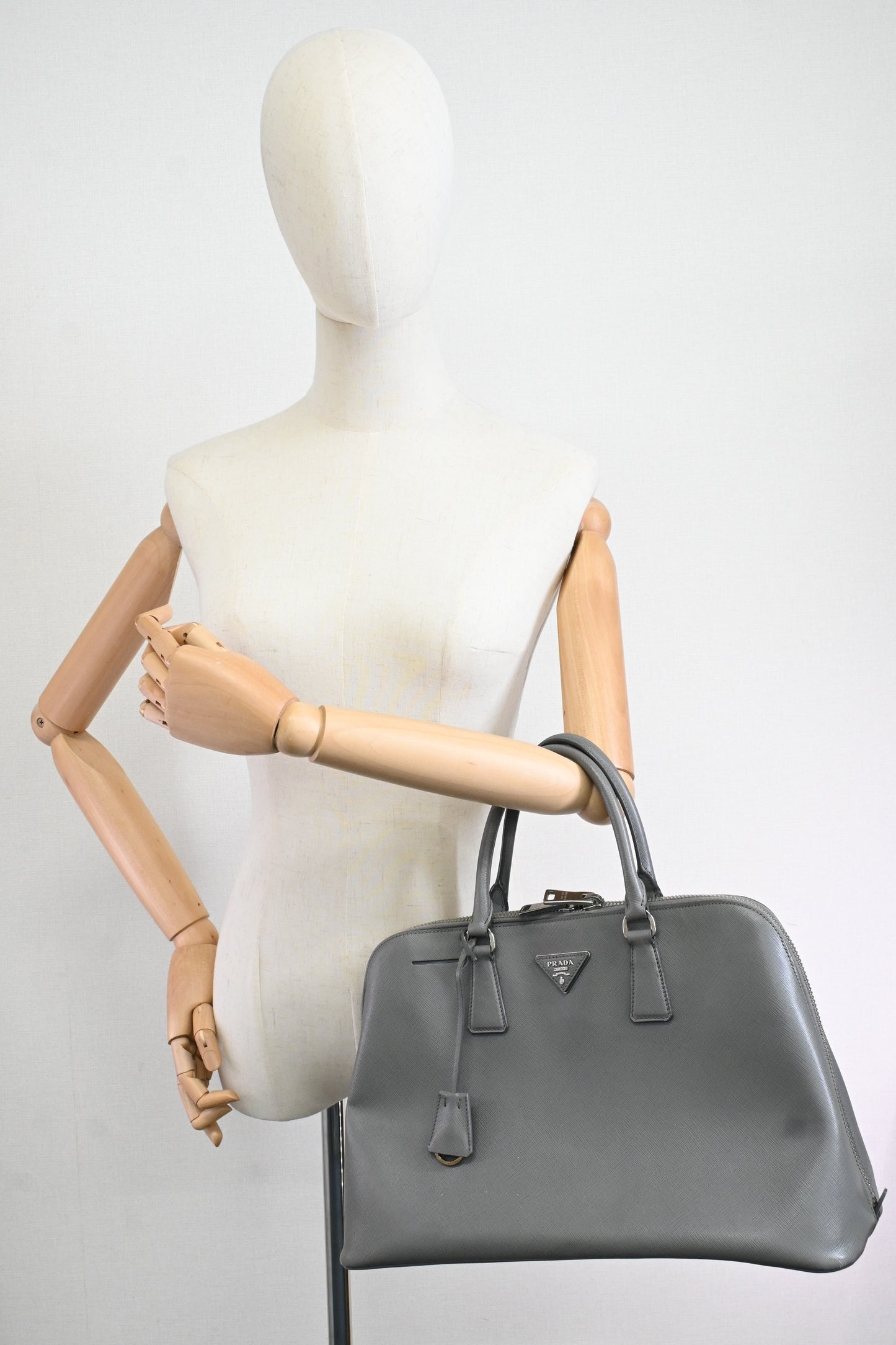 Prada Promenade in Gray Saffiano Leather