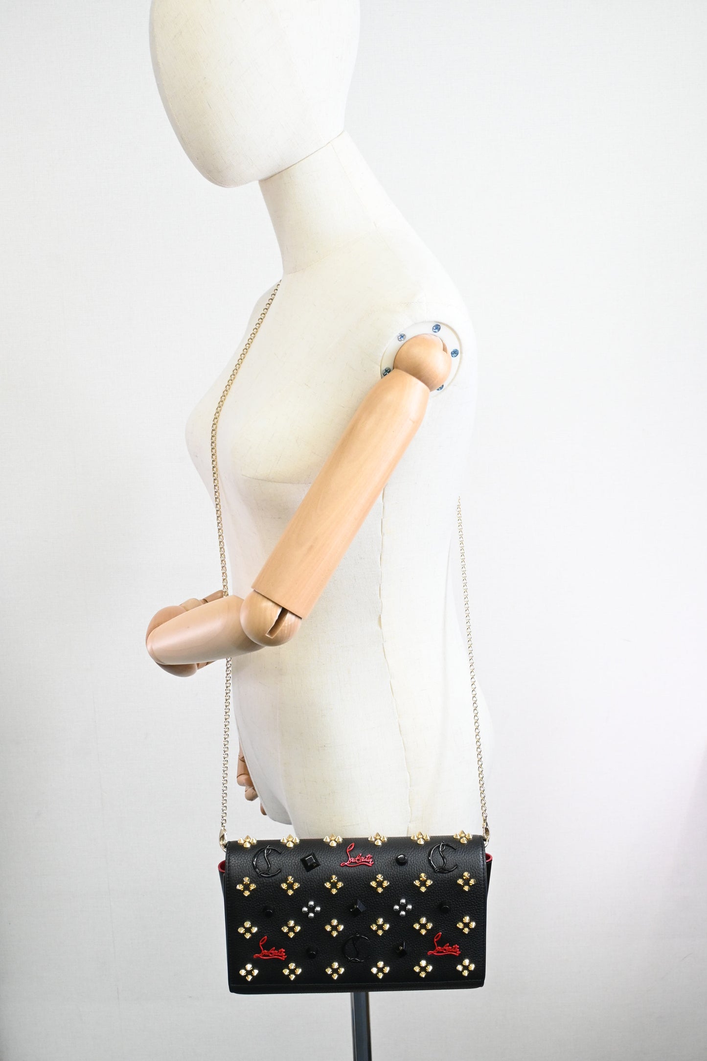 Louboutin Paloma Clutch in Black Loubinthesky Leather