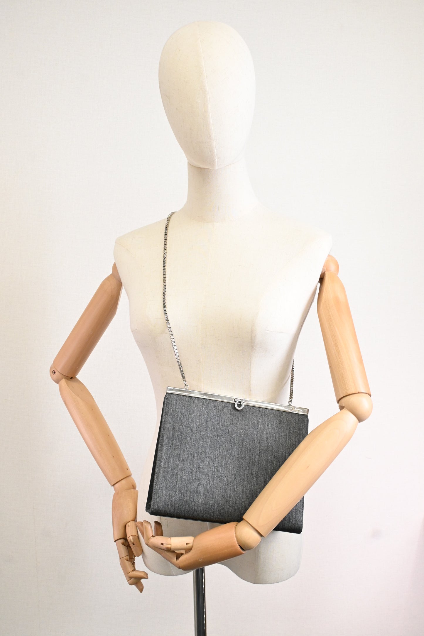 Ferragamo Shoulder Bag in Gray Canvas