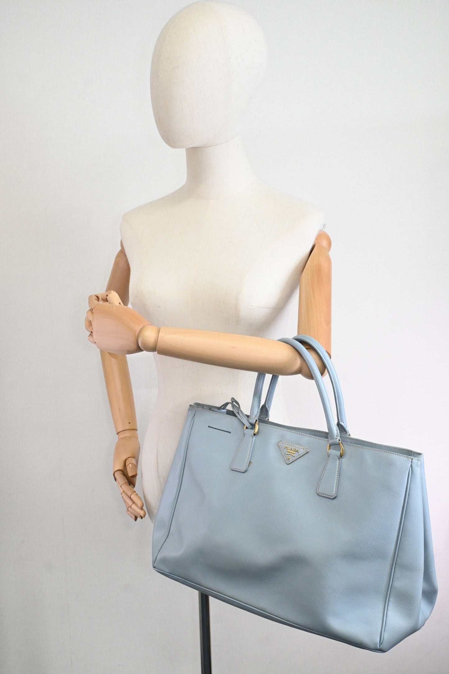 Prada Large Galleria in Light Blue Saffiano Leather