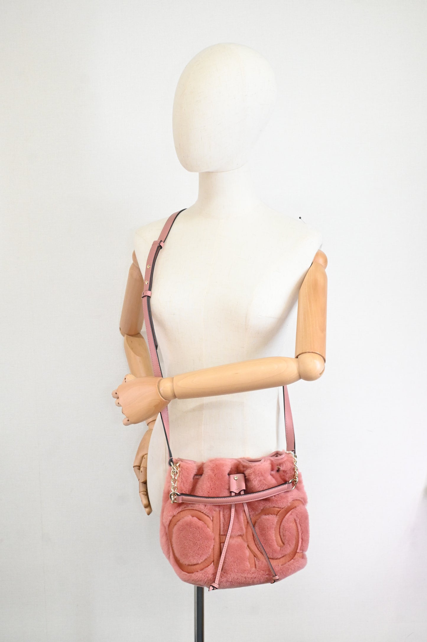 Jimmy Choo Bucket Bag in Pink Synthetic Fur