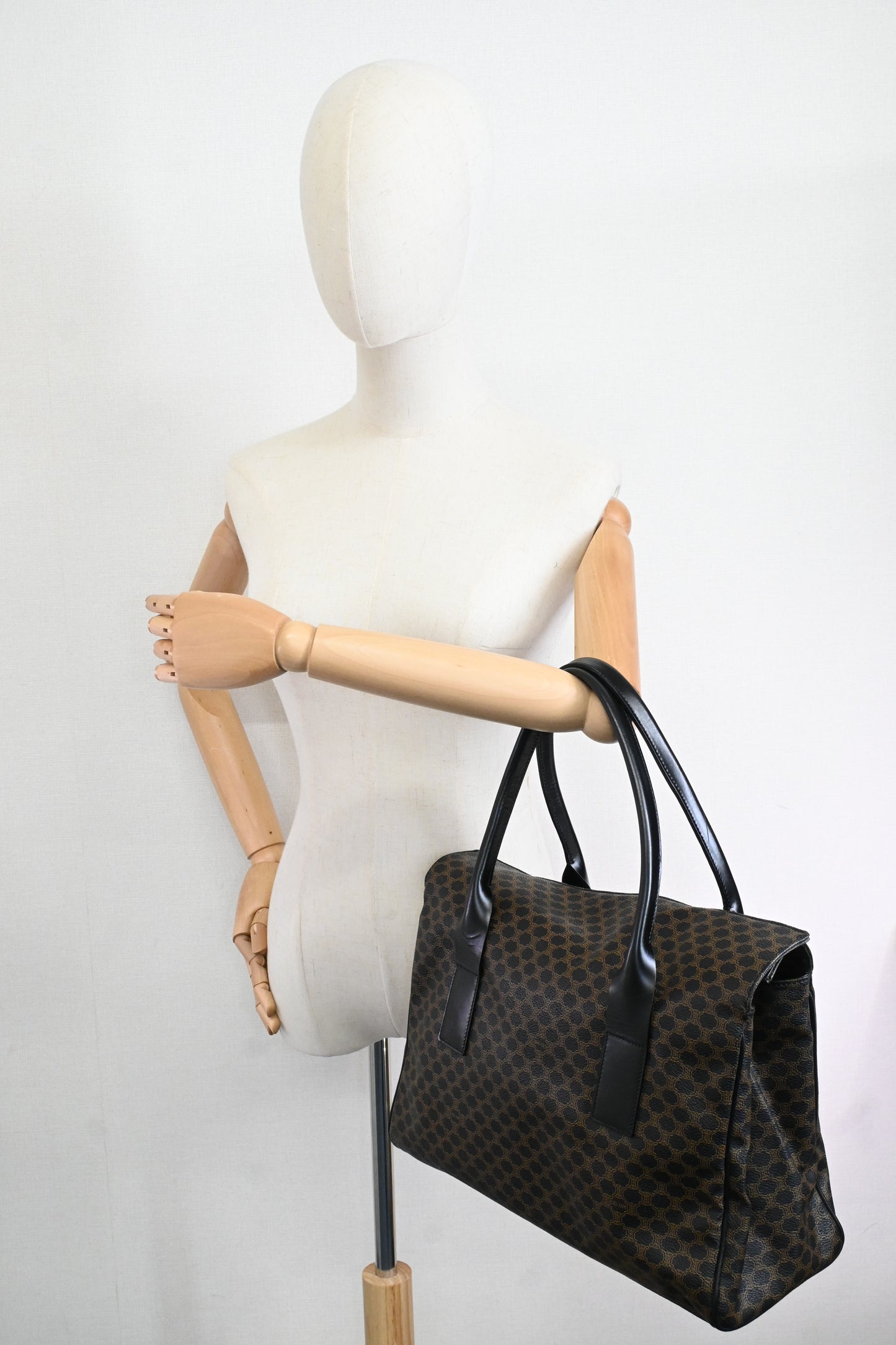 Celine Shoulder Bag in Black Macadam Canvas
