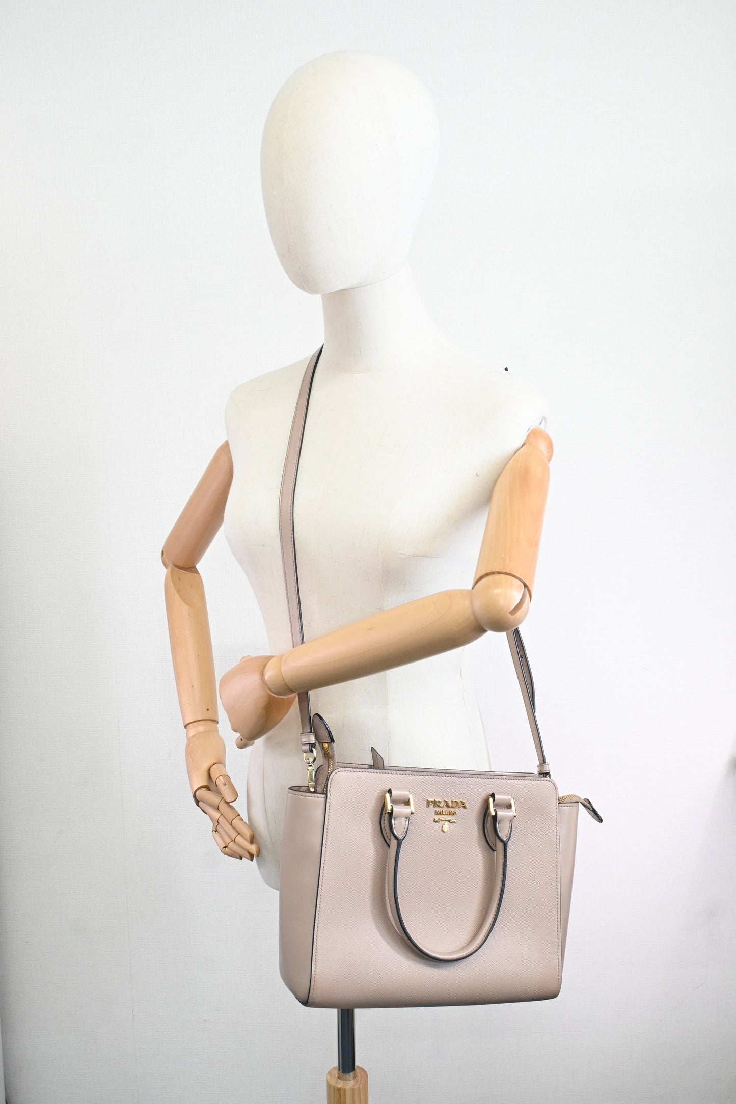 Prada 2way Bag in Light Pink Saffiano Leather
