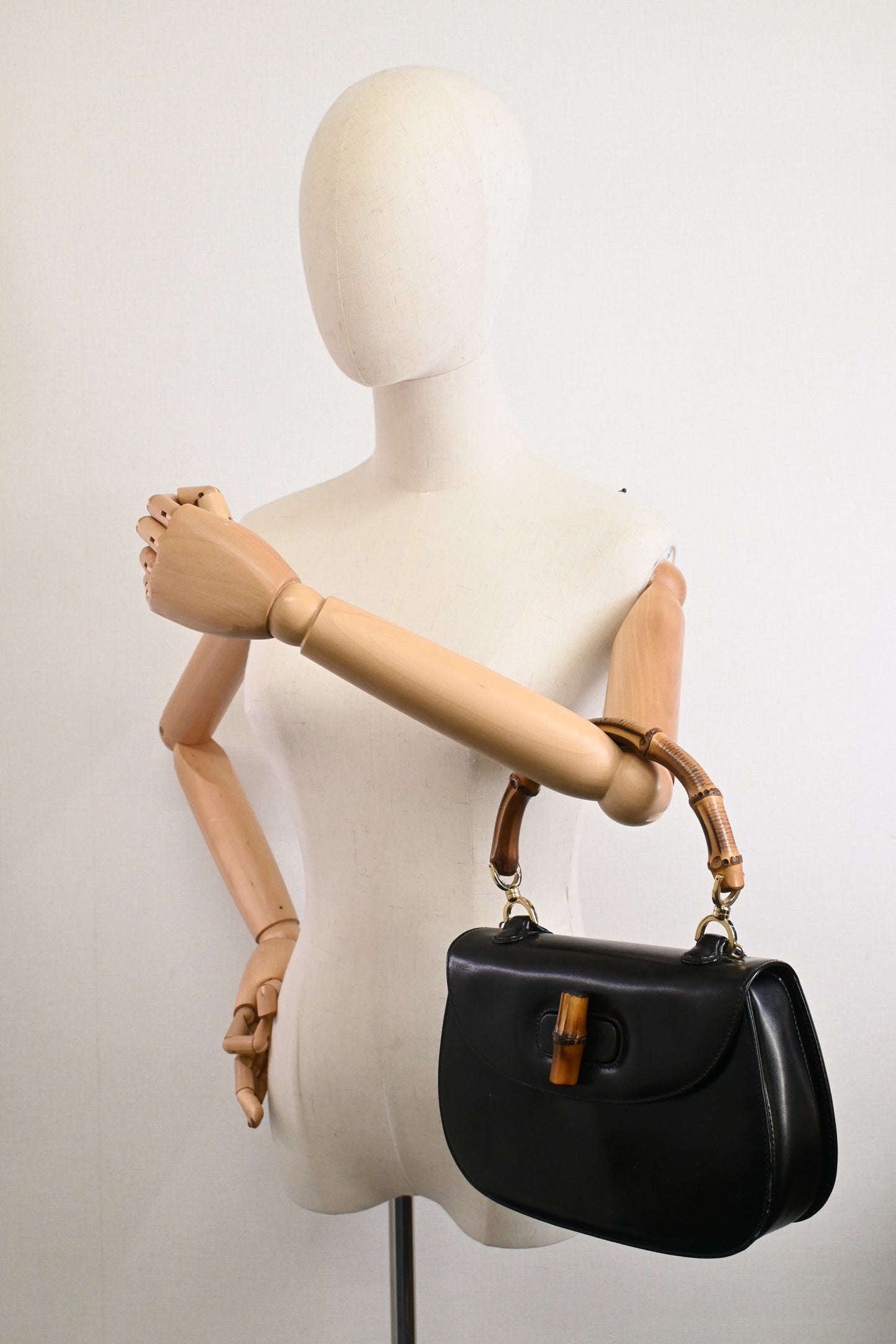 Gucci Since 1947 Bamboo Handbag in Black Leather