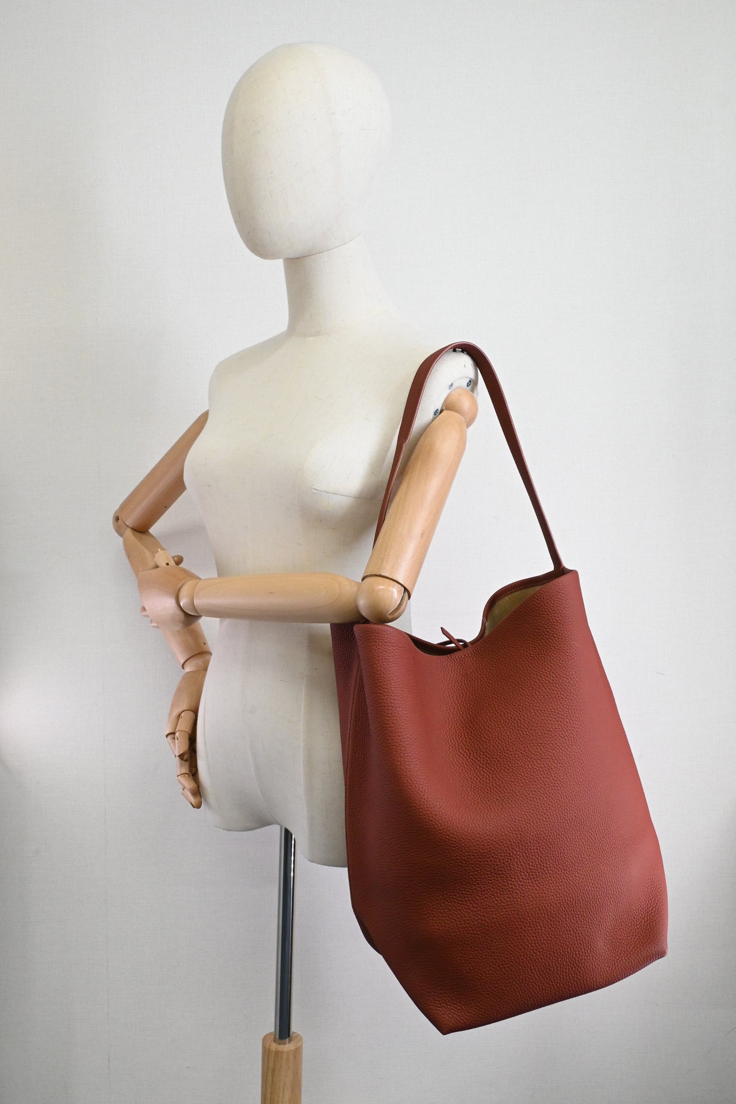 The Row Large Park Tote N/S in Terra Cotta Leather