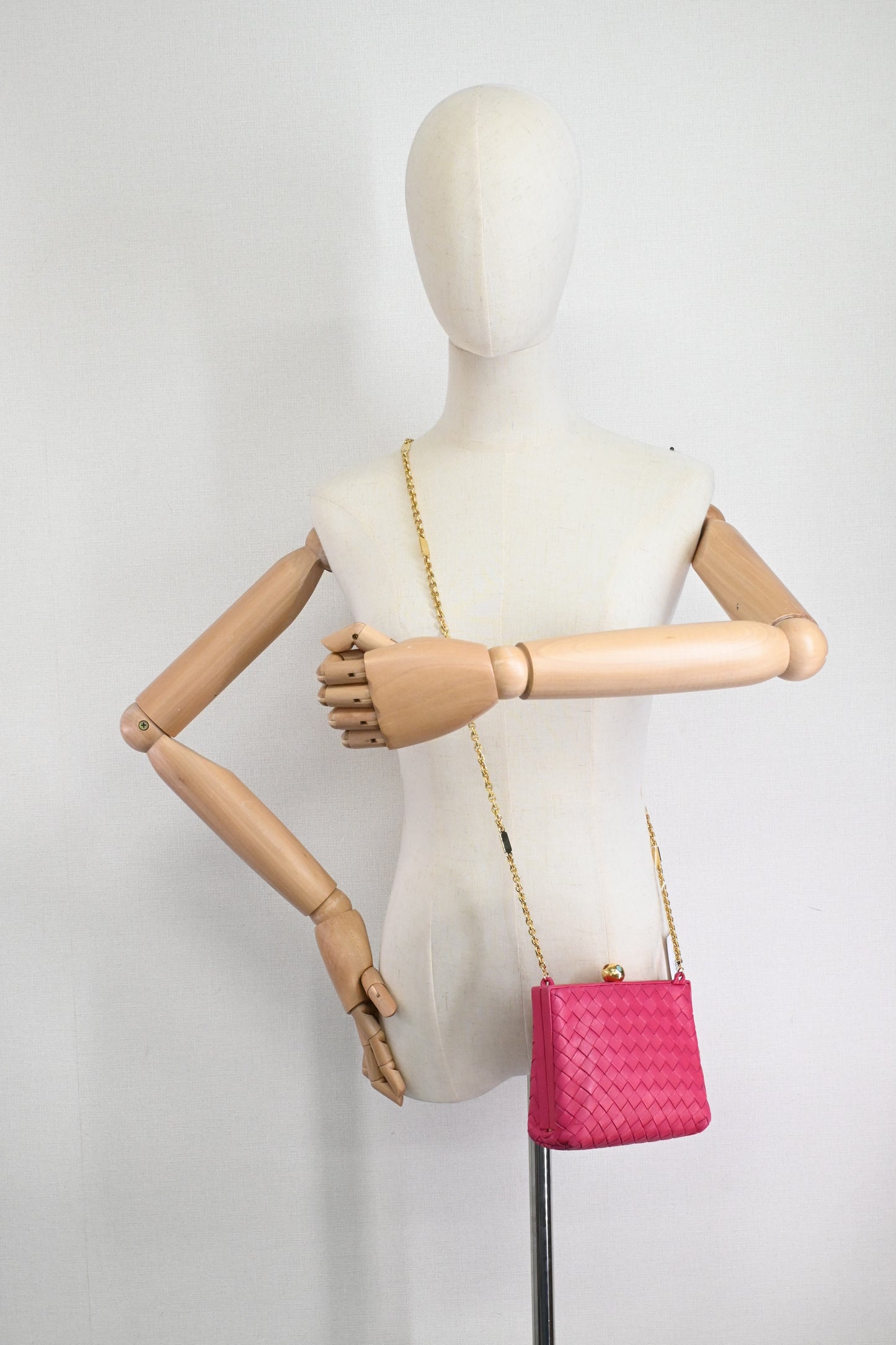 Bottega Veneta Square Chain Bag in Pink Intrecciato Leather