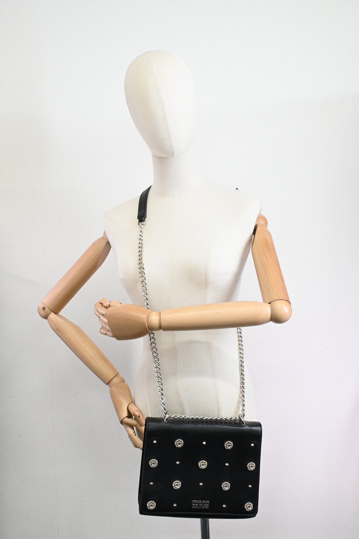 Versace Jeans Couture Shoulder Bag in Black Leather