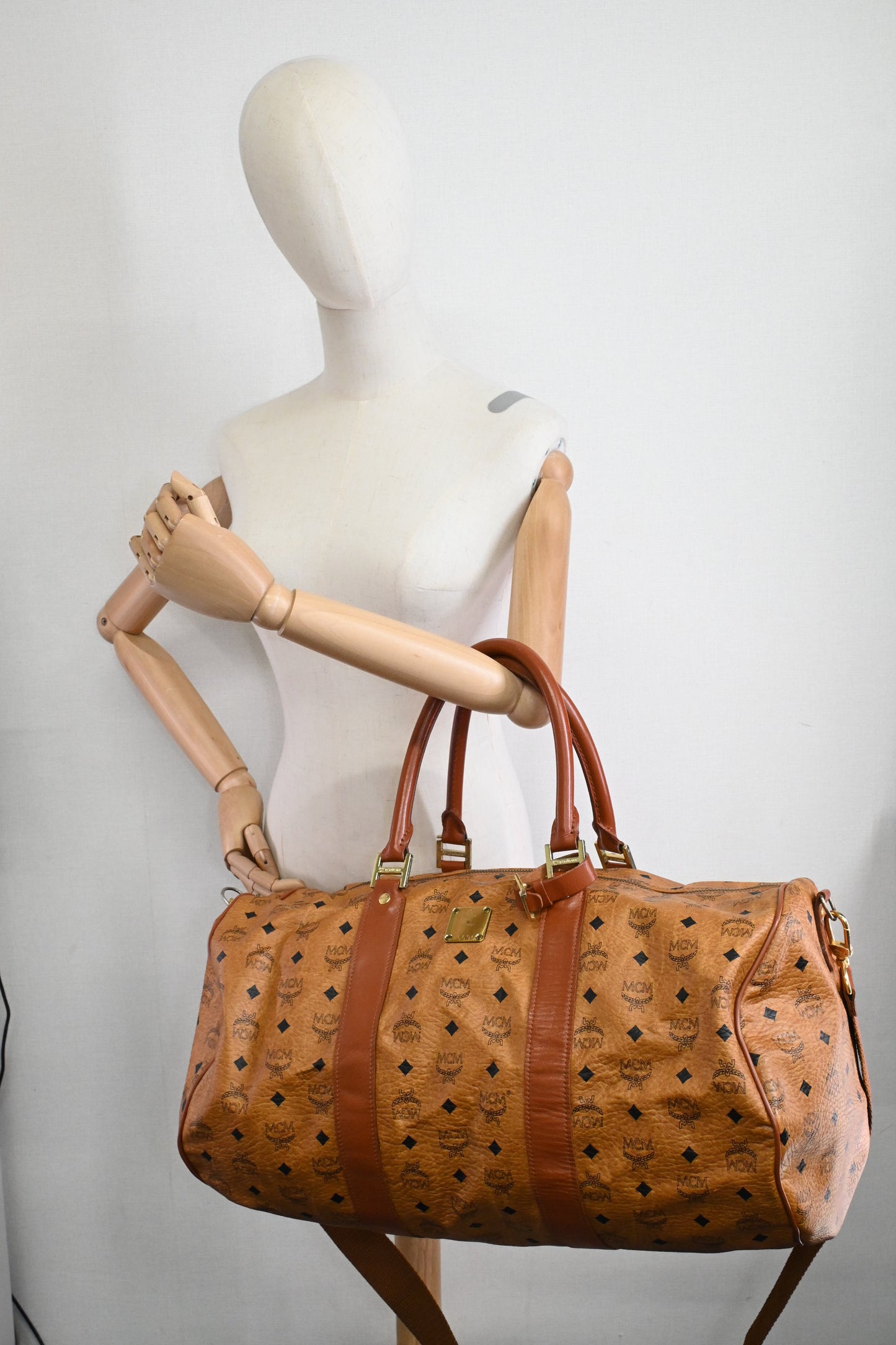MCM Travel Bag in Cognac Visetos Canvas