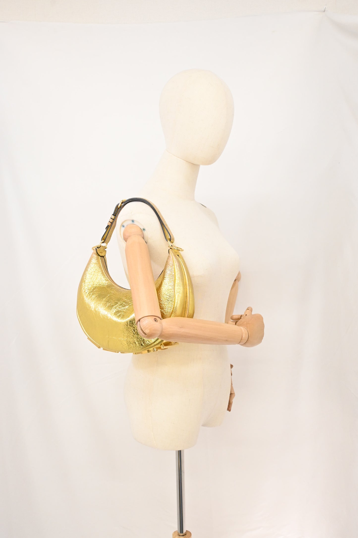 Fendi Small Fendigraphy in Gold Leather