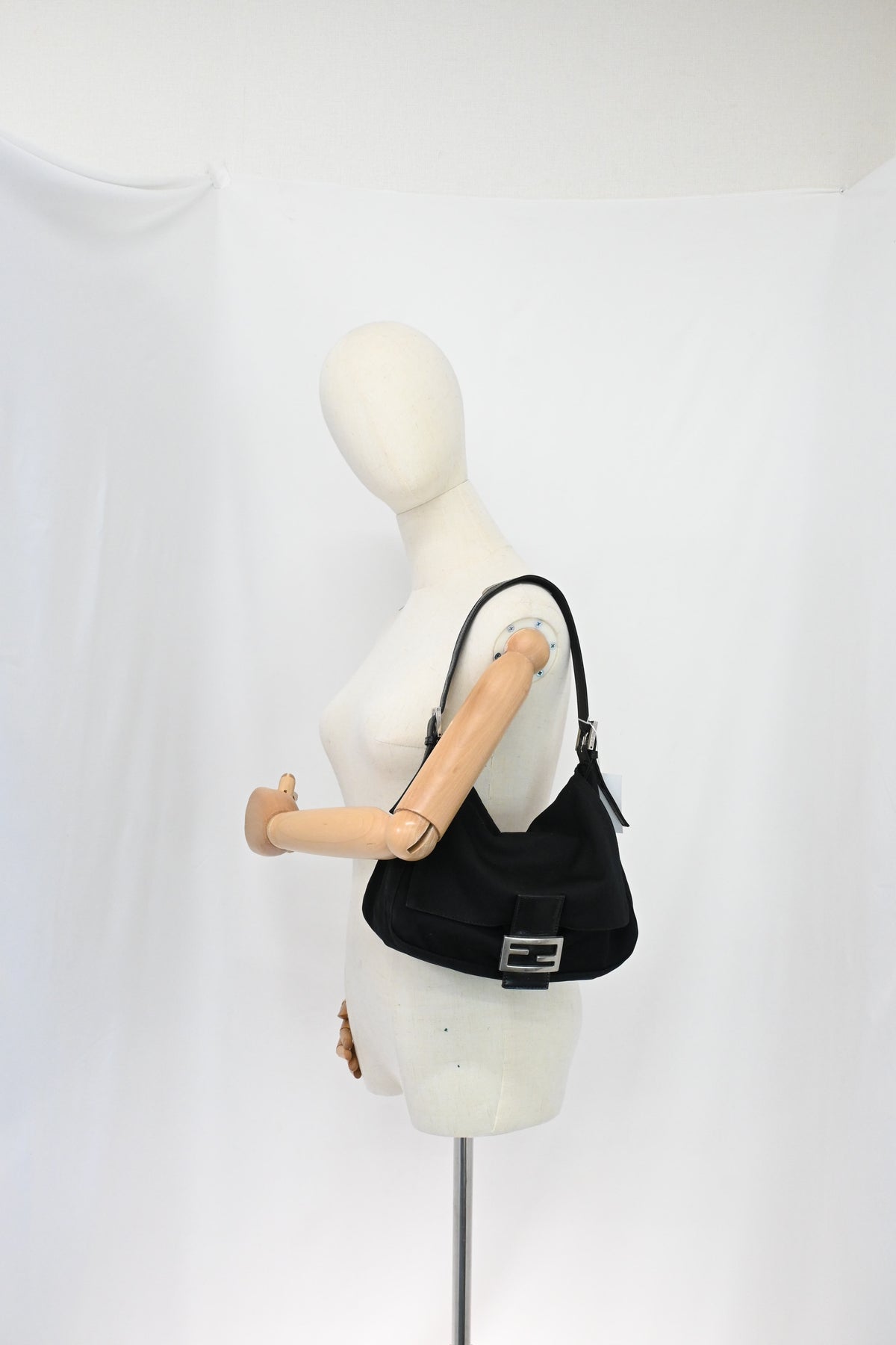 Fendi Medium Mamma Baguette Shoulder Bag in Black Nylon